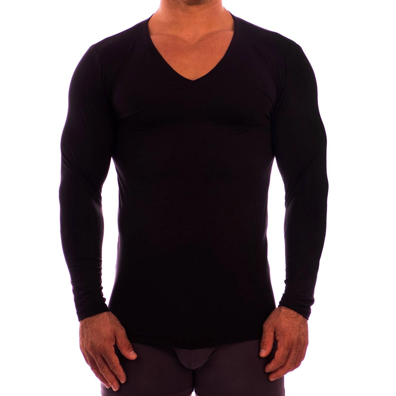 Deep V Neck Long Sleeve Undershirt - Image 5