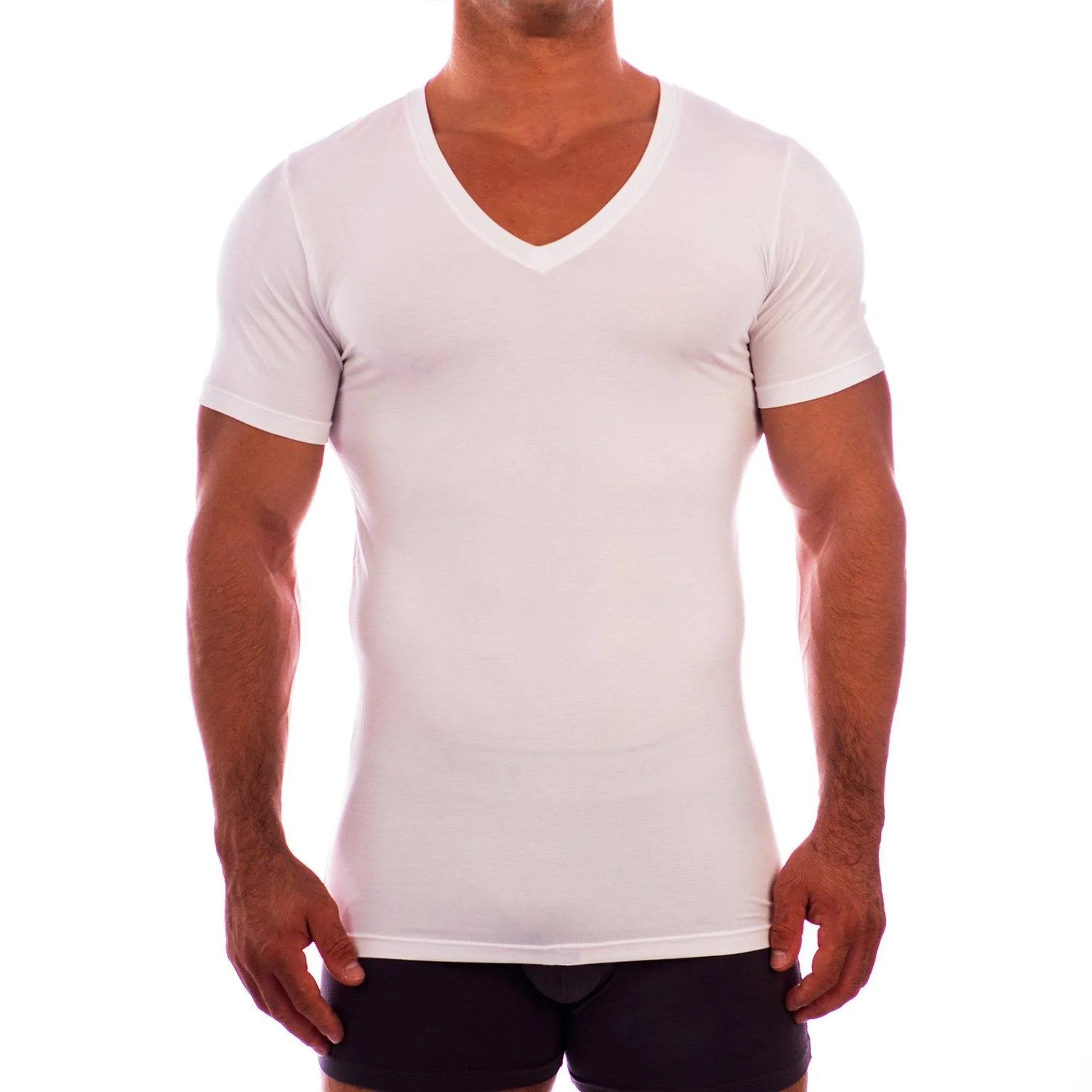 Deep V Neck Short Sleeve Undershirt - Image 5